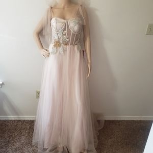 GB illusion sheer beaded ball gown